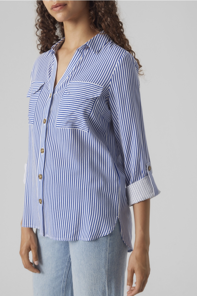 VMBUMPY L/S SHIRT NEW WVN GA NOOS 10275283 BEAUCOUP BLUE/SNOW WHITE
